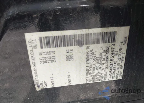 2011 Nissan Maxima 3.5 Sv from USA, damaged, VIN 1N4AA5AP2BC859673